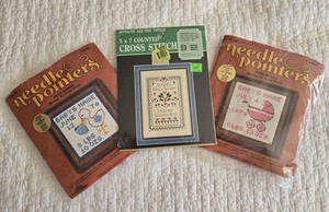 Vtg Craft Projects - Cross Stitch & Needle Point - Qty 3