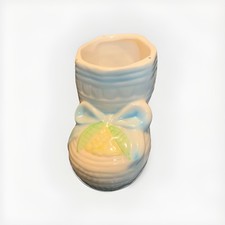 Vintage Blue Baby Boy Boot Planter Made In Japan