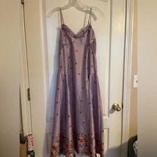 NWT Free People Intimately FP On My Own Printed Maxi Slip Dress Lilac Small
