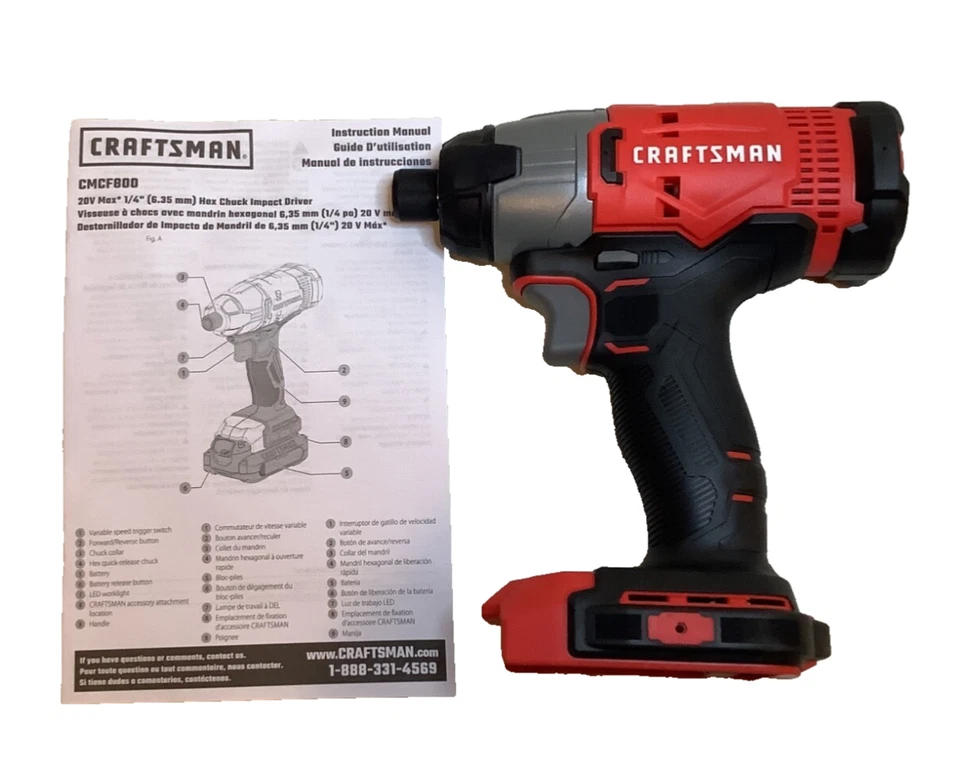 NEW Craftsman CMCF800 20V MAX 20Volt Cordless 1/4" Impact Driver  (Tool Only) - Image 4 of 4