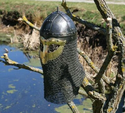 Mittelalterlicher gehärteter Helm Norman Viking Replica Kettenhemdhelm - Bild 1 von 4