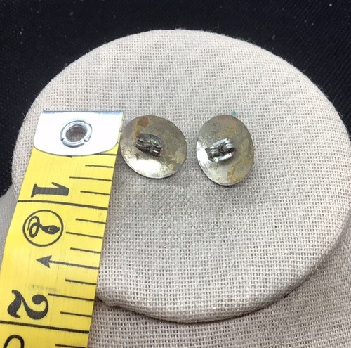 Vintage Silver Plated Southwestern Malachite Stone Stud Earrings D863 - Picture 3 of 3