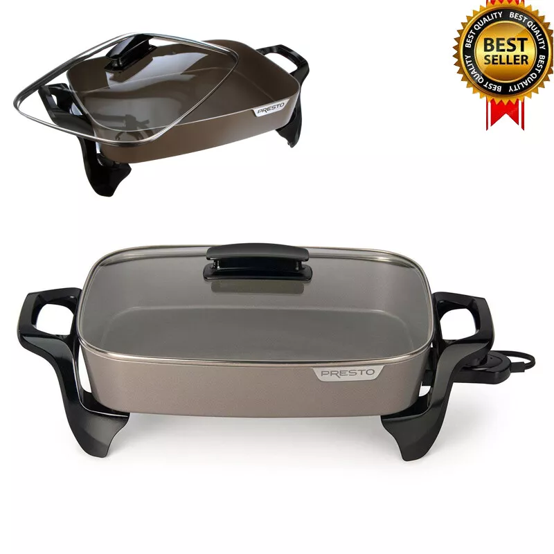 16 inch Ceramic Electric Skillet with Tempered Glass Cover
