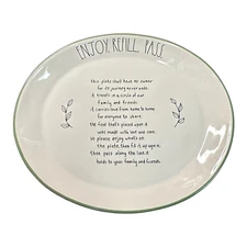 Rae Dunn "ENJOY. REFILL. PASS" White Serving Platter Dish
