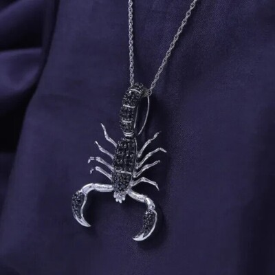 Ct Round Cut Simulated Diamond Scorpion Pendant 14K White Gold Plated 