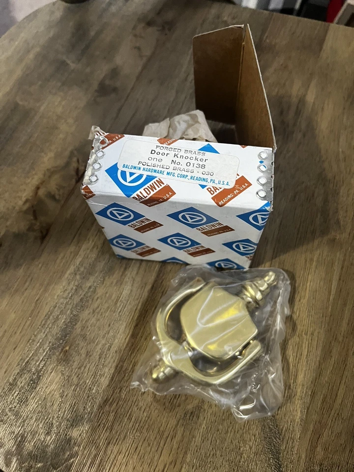 "Llama de puerta vintage Baldwin de latón macizo pulido 4"" NO.0138" Foto 3 de 4