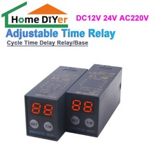 Adjustable Digital Time Relay Cycle Time Delay Relay/Base DC12V 24V AC220V