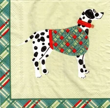 (2) Two Paper Lunch Napkins for Decoupage/Mixed Media - Tartan Dogs