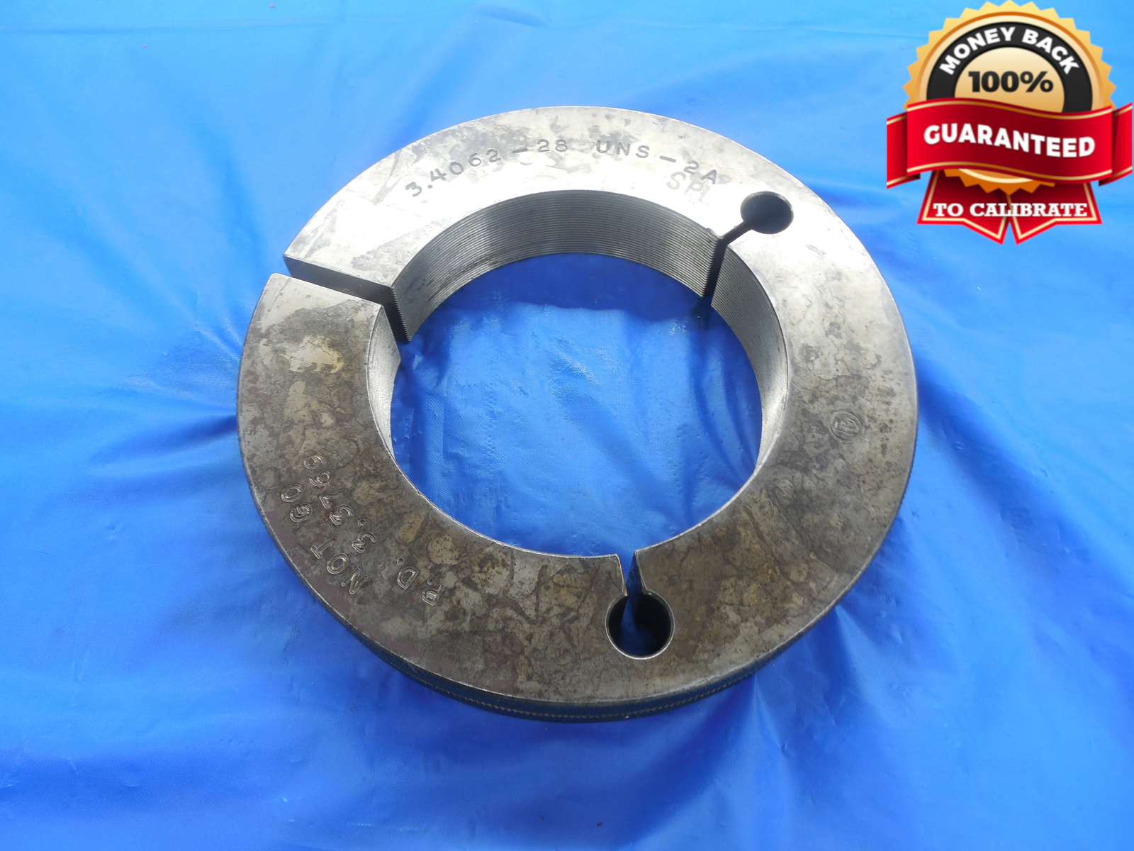 3.4062 28 UNS 2A SPL SPECIAL THREAD RING GAGE 3 13/32 NO GO ONLY P.D ...
