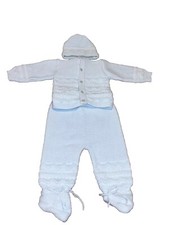 Vintage Renro Italy Acrylic Baby Sweater Pants Hat Set Infant Blue