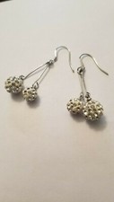 Lovely Earrings W/Genuine Crystal in White Enamel  925 Sterling Silver