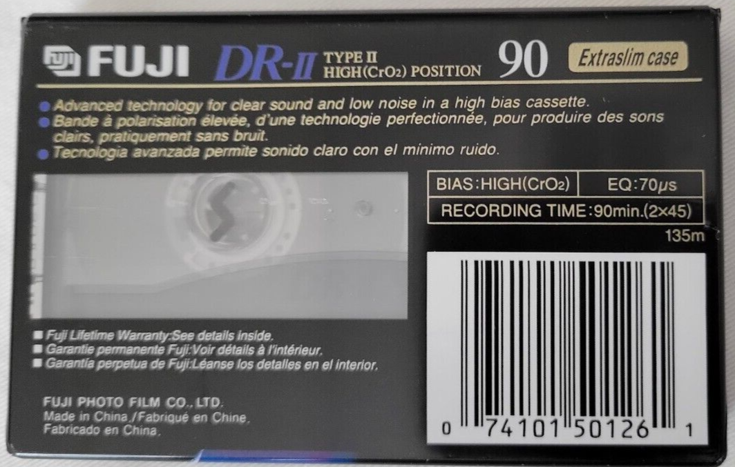Fuji DR-II Type 2 High Bias CrO2 90 Minute Blank Cassette Tape