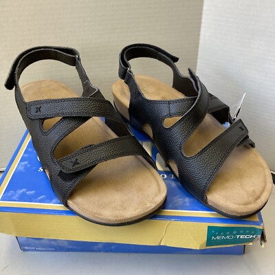 Cobbie Cuddlers Megan Black Leather Adjustable Straps Women's Sandals Sz 10W NEW