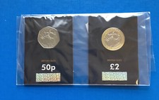 2020 Gibraltar Christmas set of BUNC 50p and £2 coin Santa Sleigh design sealed