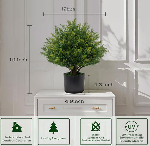 ECOLVANT Artificial Topiary Ball Tree 19''T Faux Little Bush Ball Tree UV - Picture 3 of 8