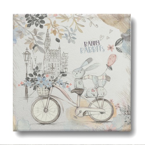 Framed Canvas Wall Art Painting Print Vintage Chic Floral Bunny Europe TOY012 - Picture 8 of 12