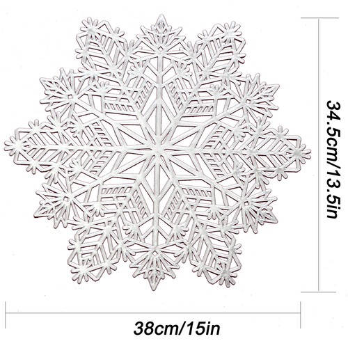 Wintop 15"×13,5" gepresste Vinyl Metallic Tischsets, 6er Set, Schneeflocke - Bild 8 von 13