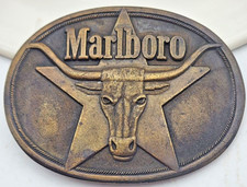1987 Marlboro Longhorn Steer Star Belt Buckle Solid Brass Phillip Morris