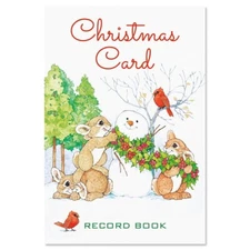 NEW ADORABLE SNOWMAN CHRISTMAS CARD LIST REGISTER BOOK USA MADE
