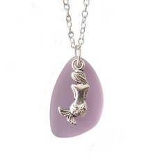Hawaiian Jewelry Sea Glass Necklace, Pink Necklace Mermaid Necklace Beach Sea