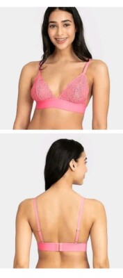 NEW All.You.LIVELY Womens Pink Longline Lace Bralette - Size S
