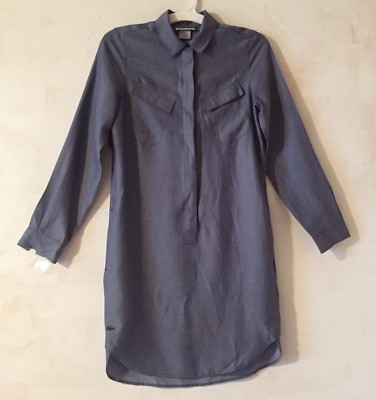LACOSTE Long Sleeve Half Button Yocell Medium Blue Tunic Dress Size 32/0  NWT | eBay