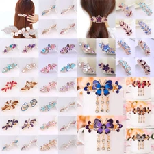 Crystal Rhinestone Alloy Hair Clip Haipins Women Girls Party Ponytail Barrettes
