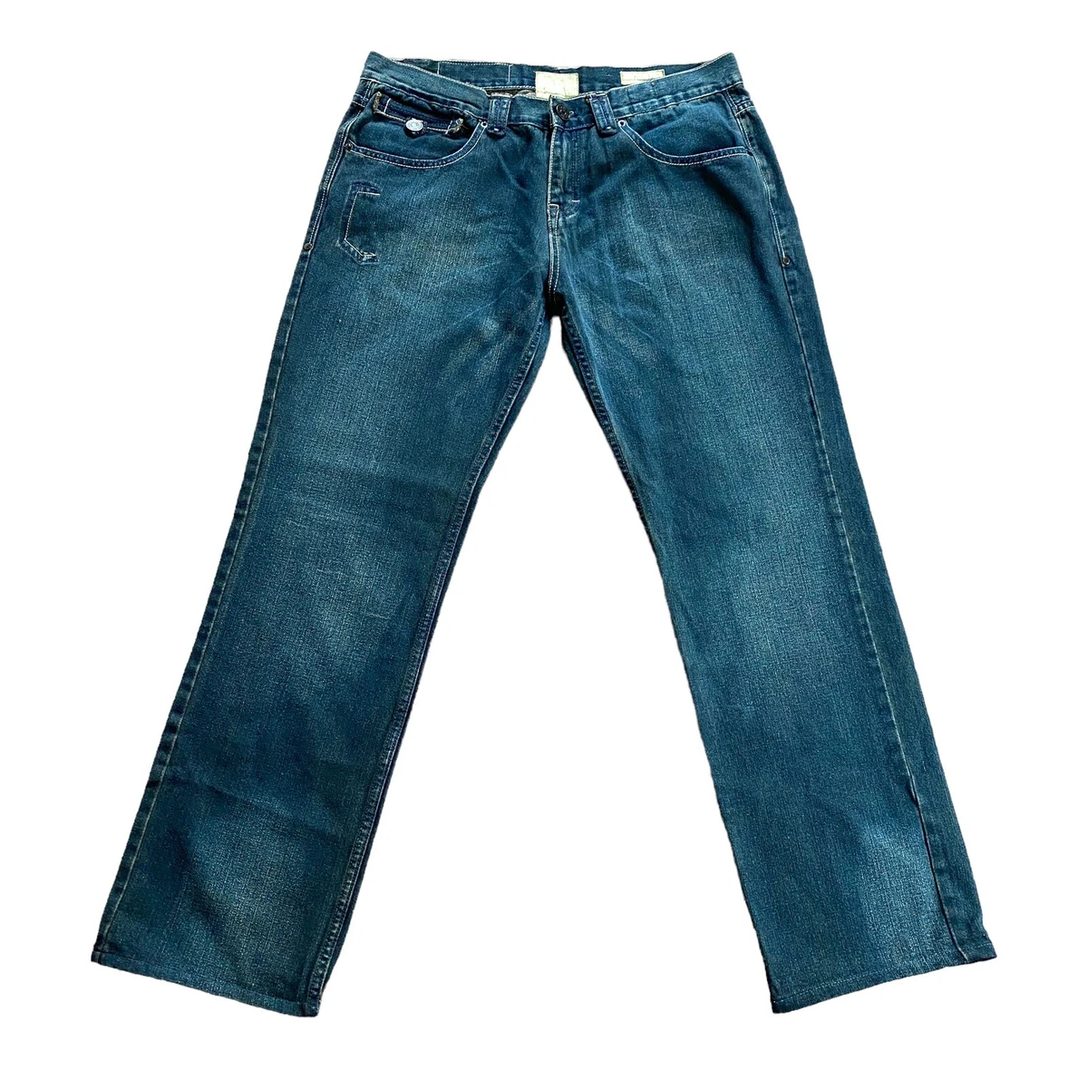 Taverniti So Men s 36x30 Blue Black Denim Straight Leg Gold Thread Meg 17 Jeans