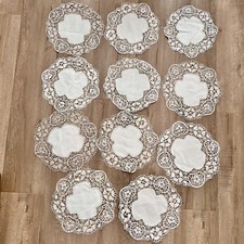 11 Pcs Large Vintage Doilies Coasters Handmade Lace Crochet Knit Linen 11.25  