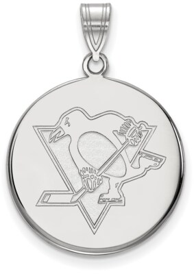 10K Weißgold NHL Pittsburgh Penguins große Scheibe Anhänger von LogoArt
