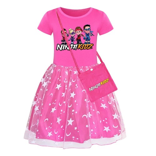 NINJA KIDZ Costume Kids Princess Vestidos Toddler Girls Short Sleeve Dresses - Picture 31 of 36