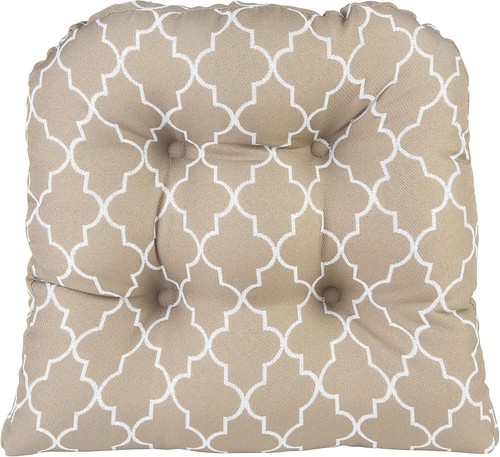 Overstuffed Non-Slip Dining Chair Cushions - 15x15 Inches, Geo Tan, 4 Count Set - Picture 4 of 7