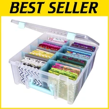 Super Satchel Double Deep Art Storage Box - Clear & Aqua