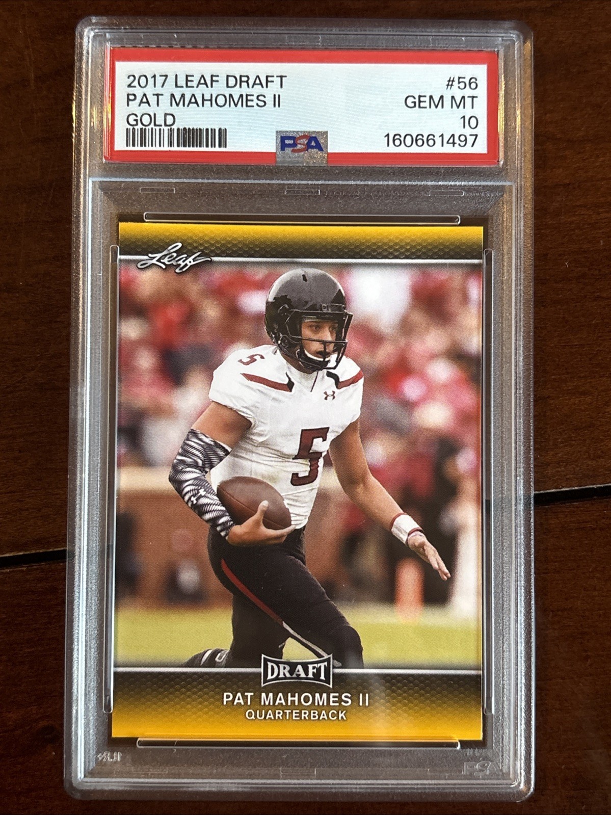 2017 Leaf Draft Patrick Mahomes Gold Rookie PSA 10 #56