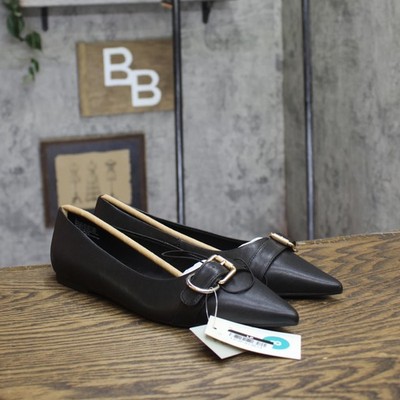 A New Day Valentina Pointed Toe Buckle Ballet Flats 94462481 Black 8M