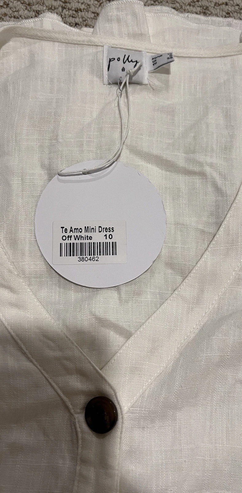 OFF WHITE Mini abito Princess Polly te amo bianco sporco US 6 EU 38 AU UK 10 bottoni