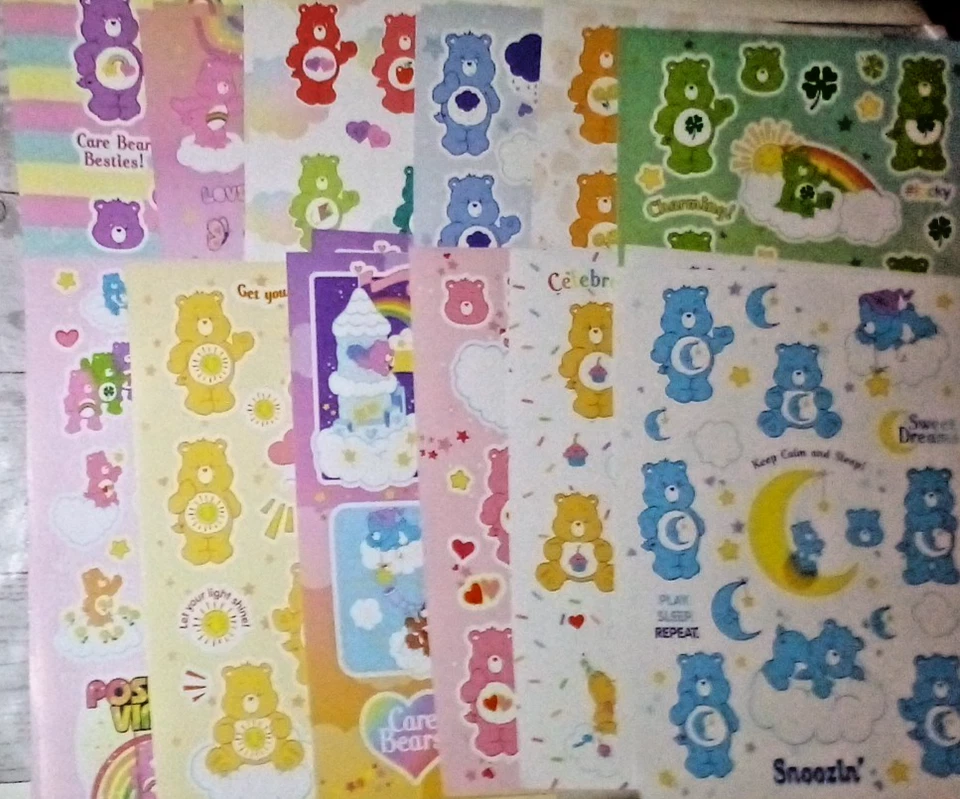 TCFC CLOUDCO Care Bears Stickers Sheet Cheer Bedtime Birthday Friend Good Luck + Scrapbooking