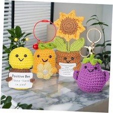 4pcs Inspirational Gift Crochet Crochet Doll with Sunflower, I Positive Bee