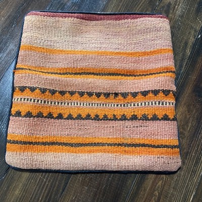 Handwoven Multicolor Kilim Cushion Cover 20X20 in  80% Wool 20% Cotton Southwest