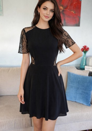 Jason Wu Silk Cocktail Dress Women's Size 8 M Black Lace Sleeves - Picture 1 of 11