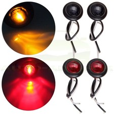 New 4pcs Amberred 1 Round Led Tail Signal Side Marker Lights Fit Truck Trailer