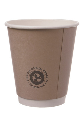 Coffee to go Becher Kaffeebecher recycle me   naturbraun   doppelwandig