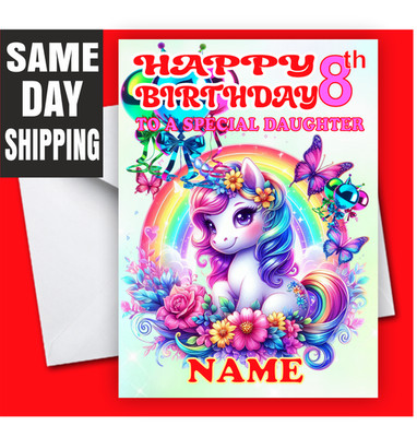 Personalisierte Happy Birthday Karte Mädchen Einhorn Tochter Enkelin Schwester