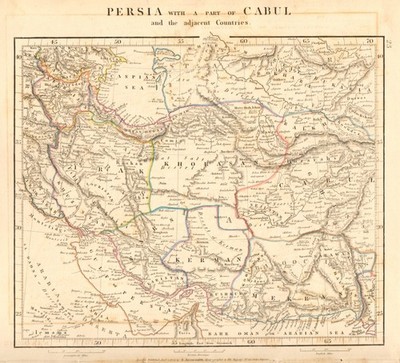 SÜDWESTASIEN. Persien mit Teil von Cabul. Irak Iran. PFEILSCHMIEDE 1828 alte Karte