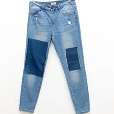 Bongo Womens Size 12 Blue Skinny Leg Patch Light Wash Cotton Blend Stretch Jeans