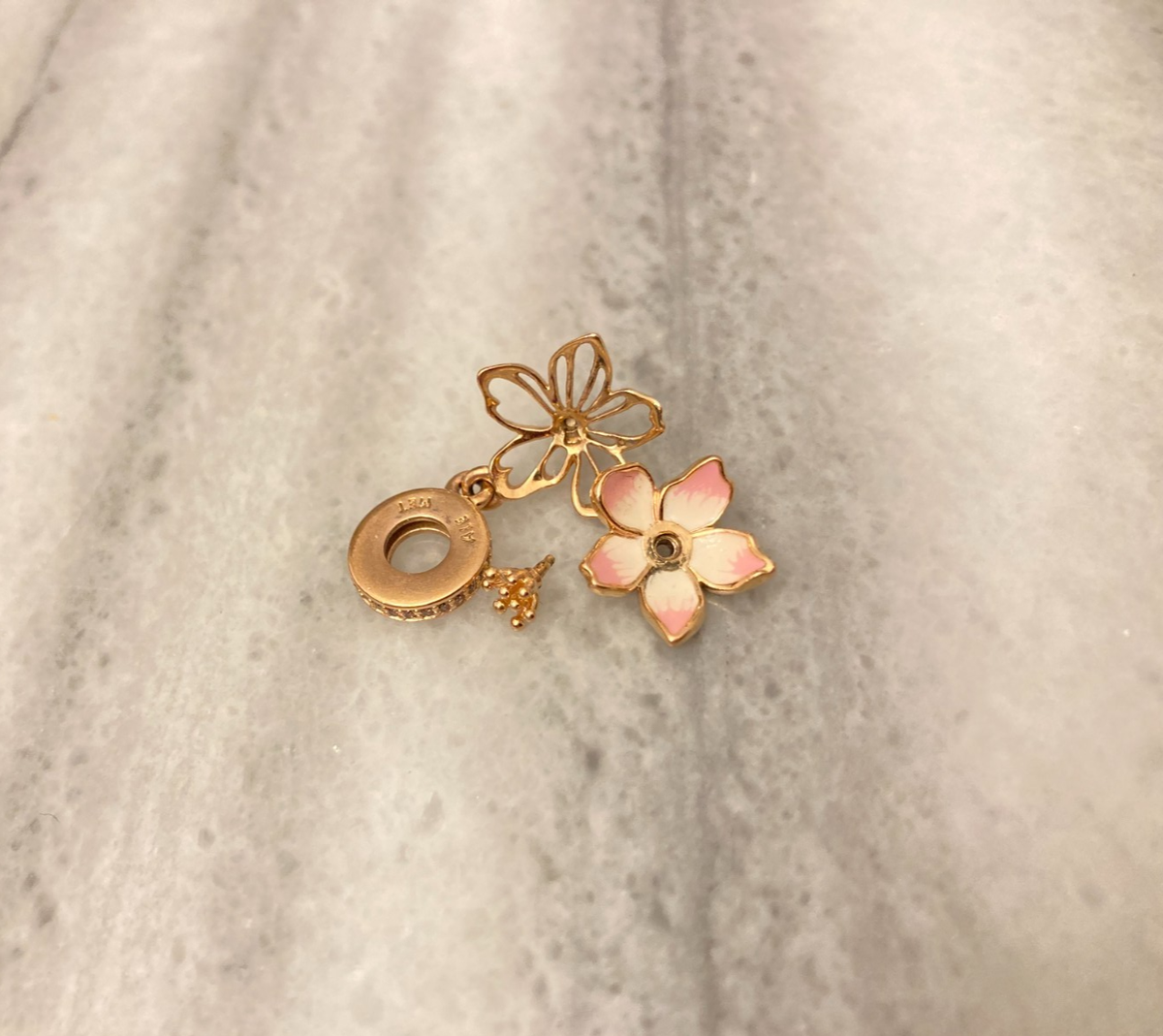 Pandora Rose Gold Plated Cherry Blossom Dangle Charm 780667C01
