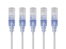 SlimRun Cat6A Ethernet Patch Cable Network RJ45 Stranded UTP 30AWG5ft White 5pk