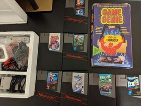 NES Original Nintendo Console, Box, 7 Games, Game Genie, Eleminator