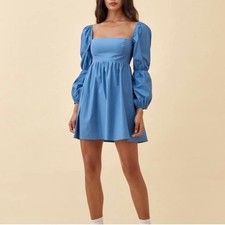 Reformation Michaela Babydoll Mini Dress in Azure Size 22
