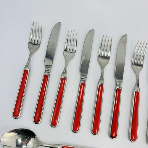 Pinti Inox Menù Posate 18 pz Coltello Forchette Cucchiaio Plastica Acciaio Inox Anni 80 - Foto 6 di 16
